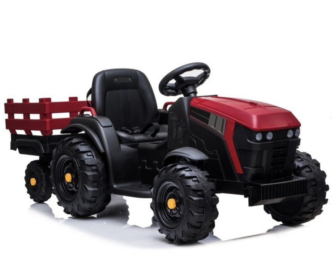 Elektriline traktor järelkäruga BDM0925 2x45W – punane, esiplaanil