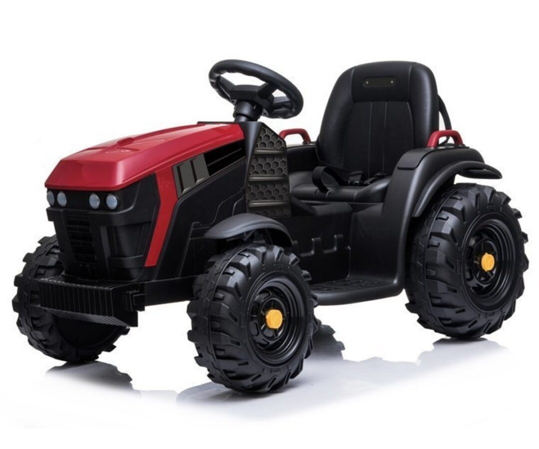 Elektriline traktor järelkäruga BDM0925 2x45W – punane, külgvaade rooliga