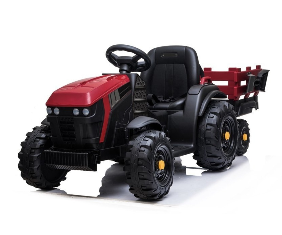 Elektriline traktor järelkäruga BDM0925 2x45W – punane, frontaalne vaade