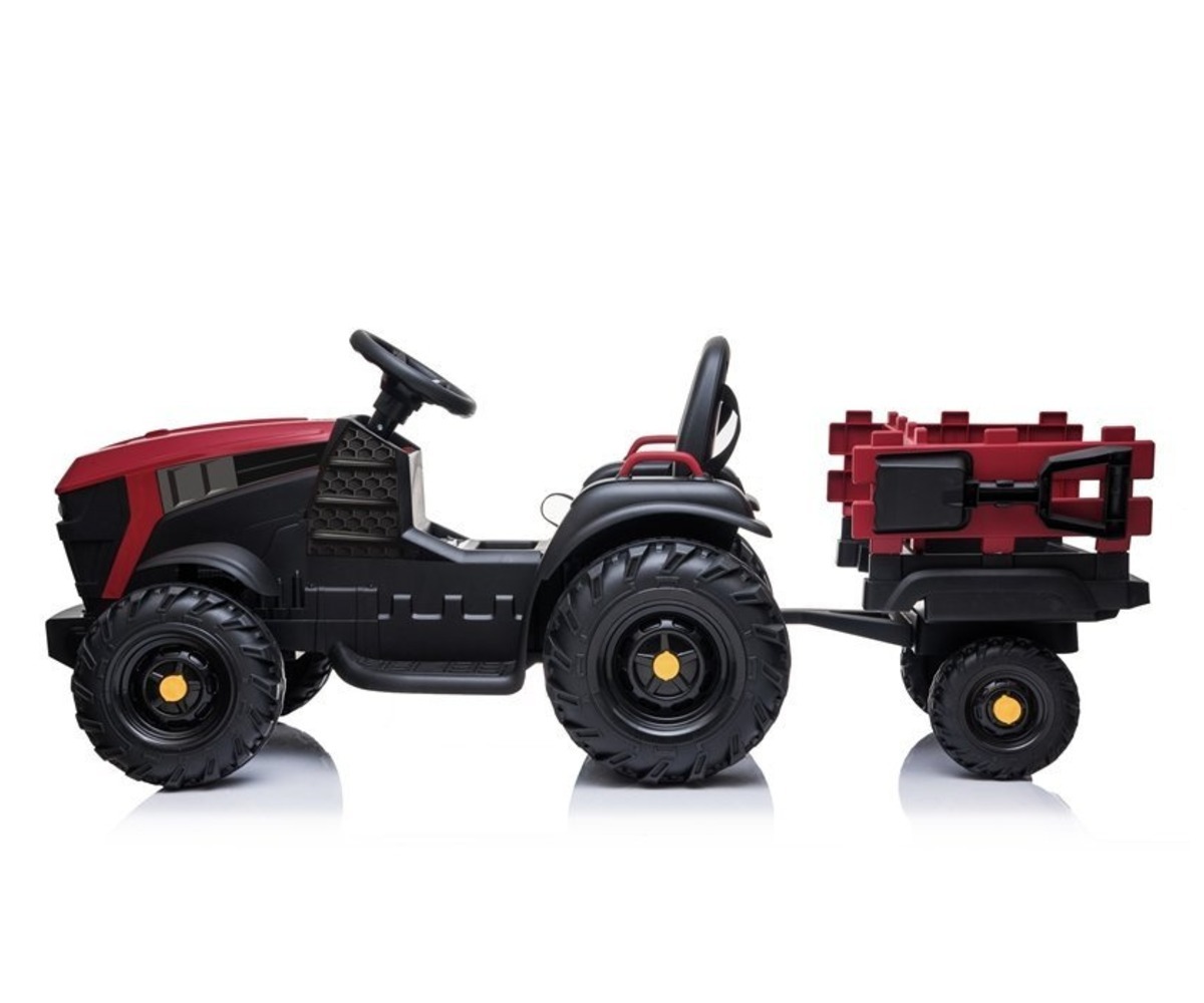Elektriline traktor järelkäruga BDM0925 2x45W – punane, traktoriga külgvaade