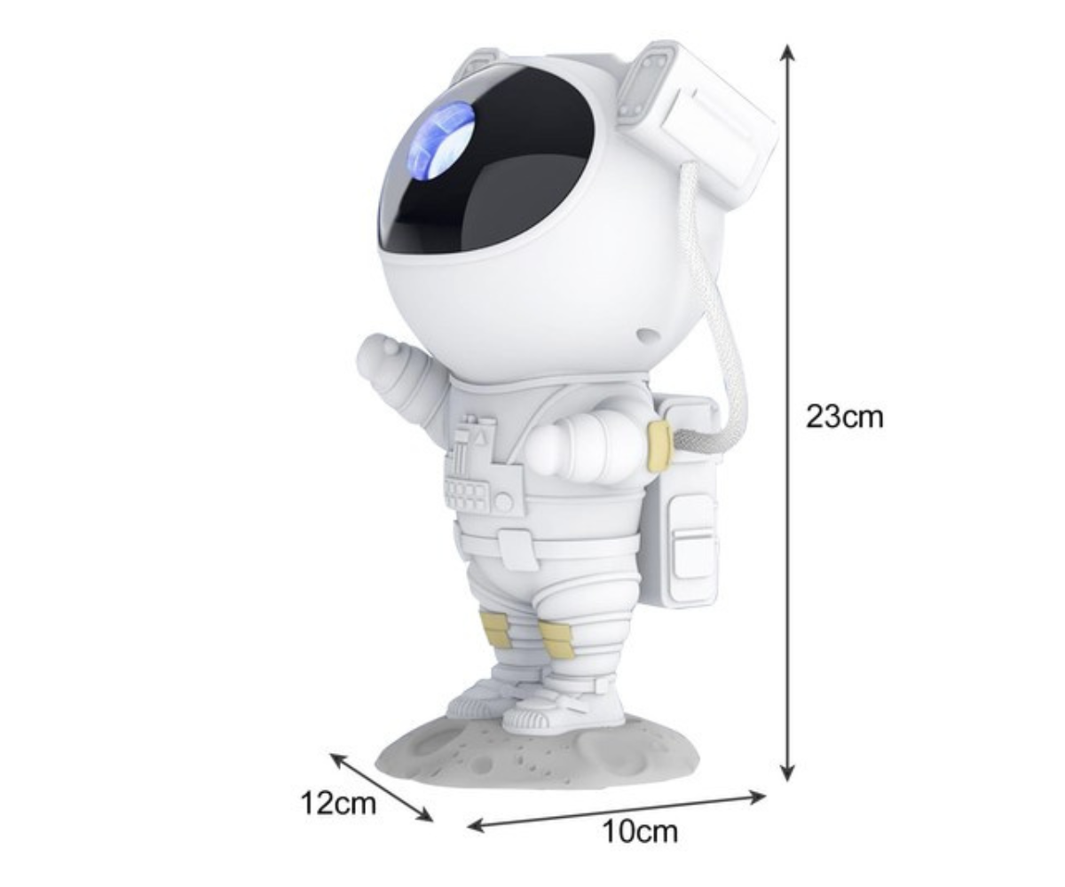 LED öölamp ja täheprojektor lastele 23cm – Astronaut + pult