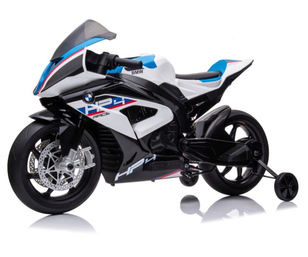 Elektriline mootorratas BMW HP4 Race JT5001 2x45W – valge, dünaamiline diagonaalvaade