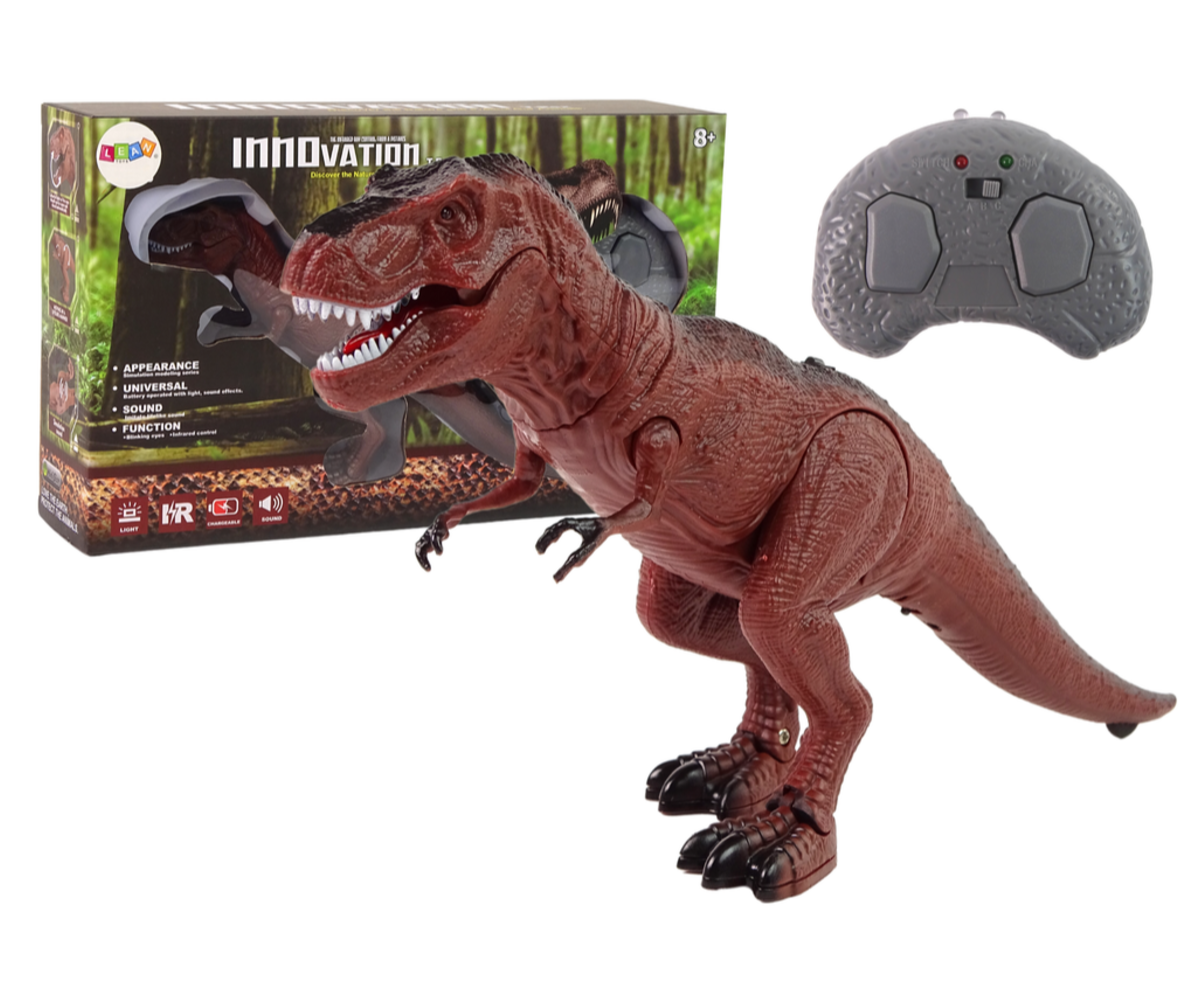 Kaugjuhitav Tyrannosaurus Rex – dinosauruse mänguasi koos puldiga, valmistatud detailse disainiga.
