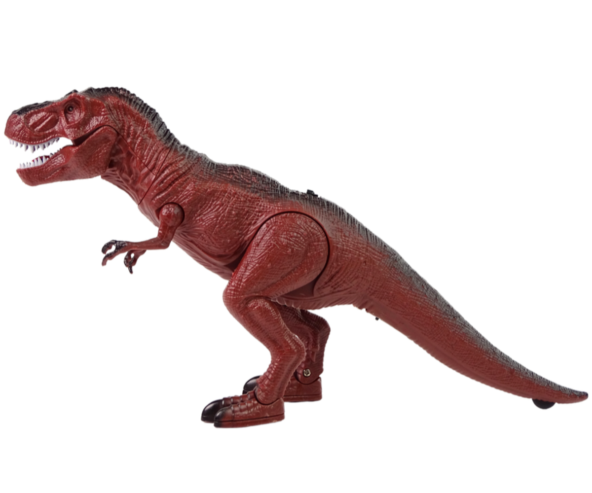 Vasakpoolne vaade Kaugjuhitav Tyrannosaurus Rex – dinosauruse mänguasi, näidates selle realistlikku kuju.