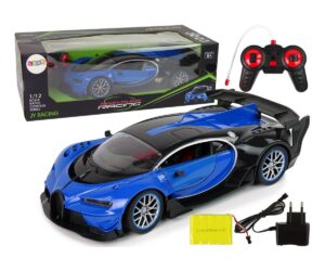 Puldiga juhitav sportauto koos LED-esituledega, komplektis kauplemisjaama ja puldiga.