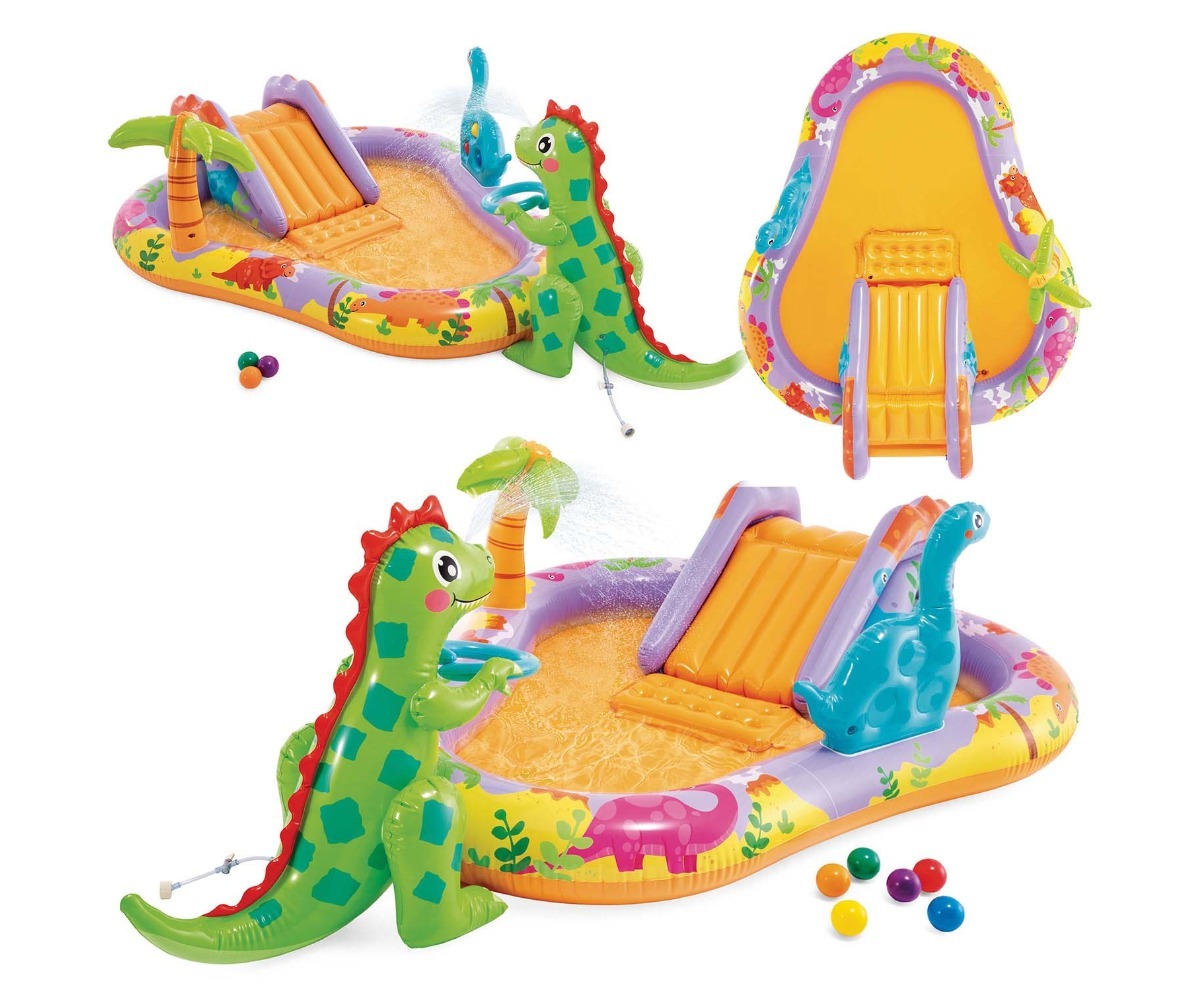 Täispuhutav mänguväljak Dino Park Intex 56139, laste mänguruum.