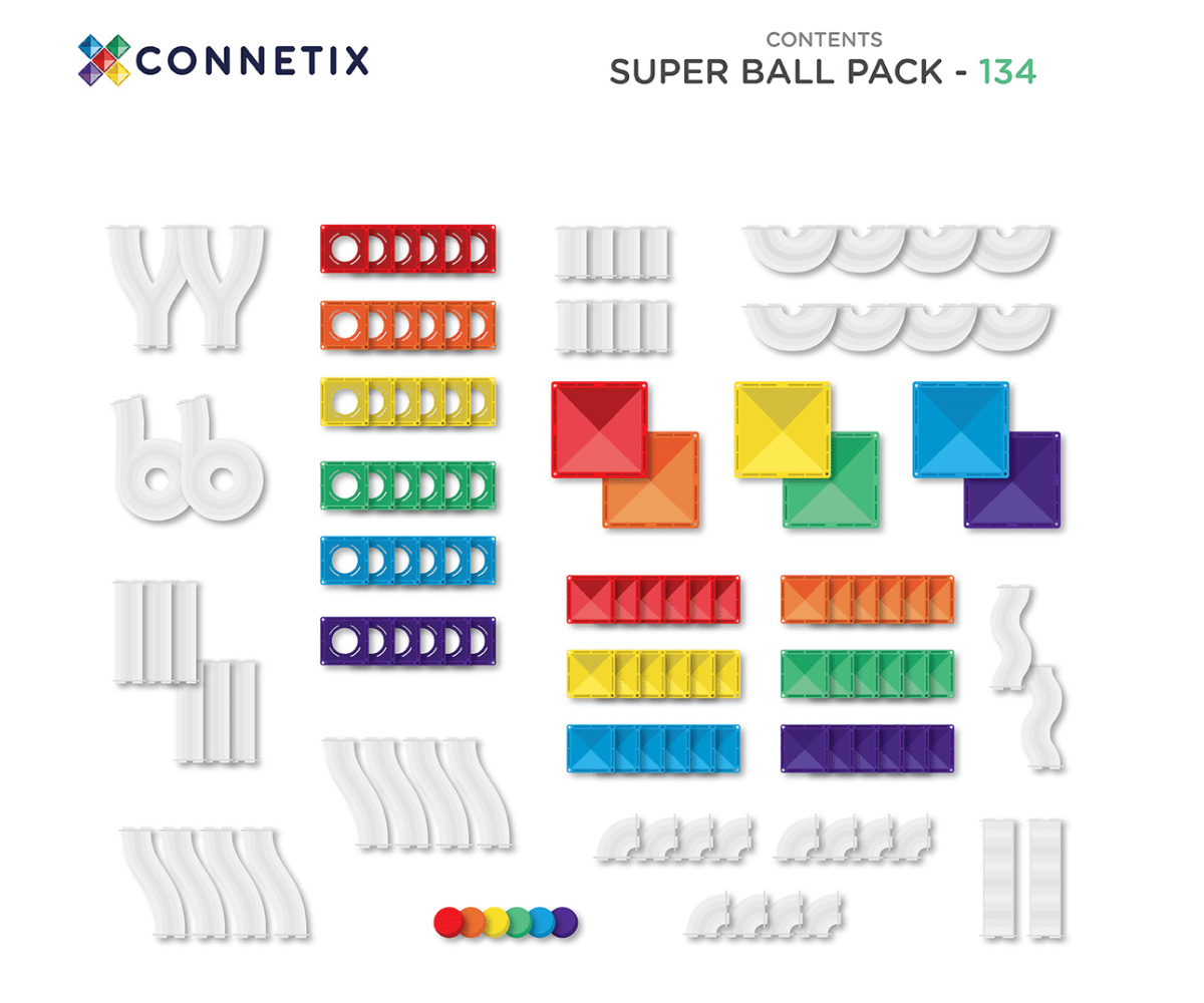 connetix rainbow super ball run 134-osaline magnetklotside komplekt