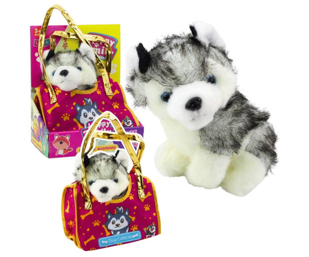 pehme husky koer kaisukas punases kotis