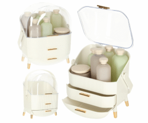 valge kosmeetikute organiseerimiskarp sahtlitega