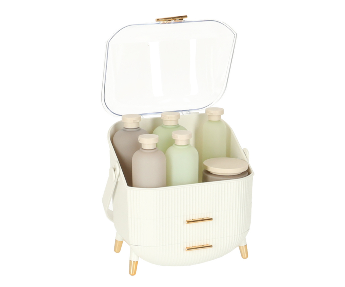 stiilne valge ilutarvikute hoidik toaletilauale