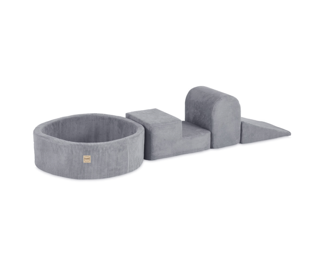 Pehme mängukomplekt 3-osaline + pallimeri 90x30 cm + 200 palli – hall velvet