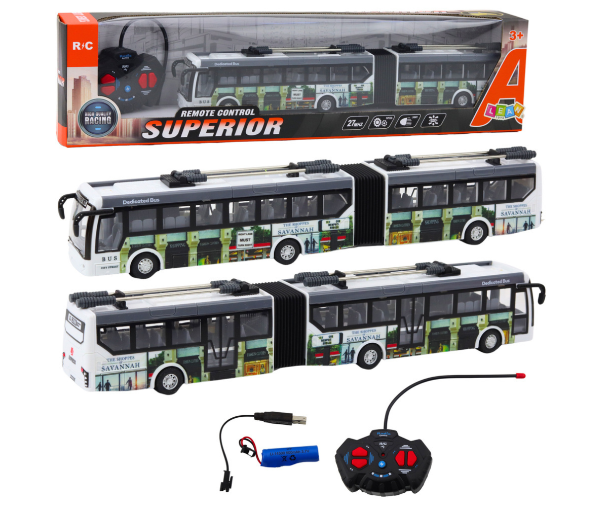 puldiga juhitav RC linnatrollibuss LED tuledega