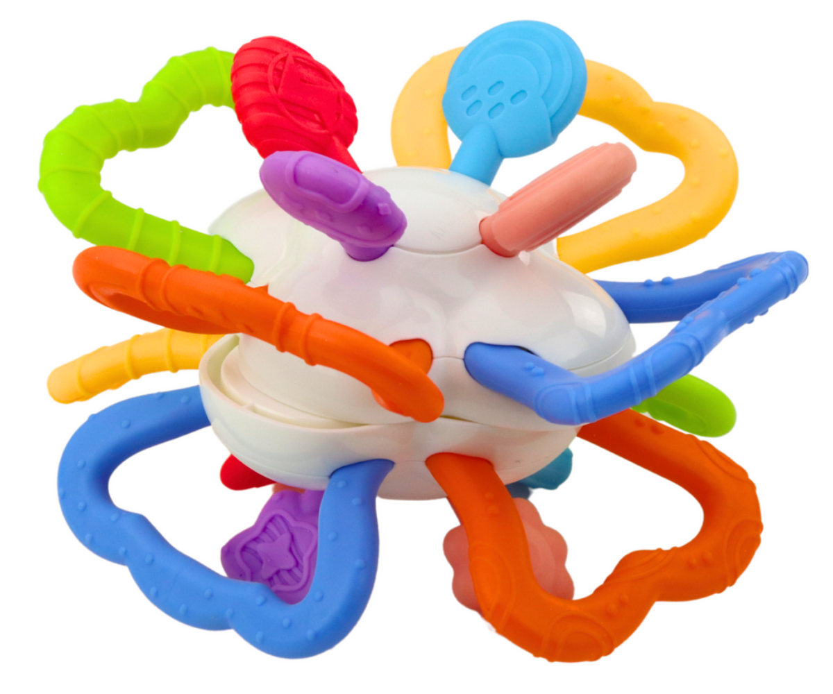 Värviline sensoorne mänguasi imikutele koos pehmete käepidemetega