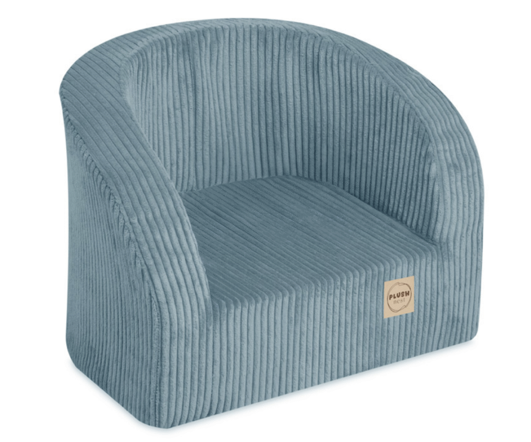 Helesinine laste tugitool Plush Nest velvetist