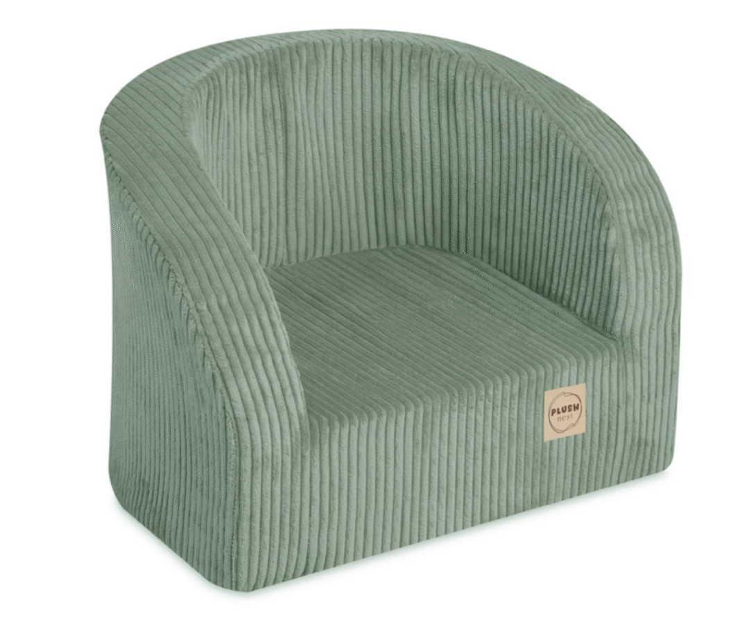 Laste rohelise velvetiga tugitool Plush Nest Dream Corner