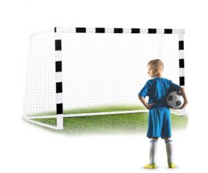 Jalgpallivärav 300x200x120cm NS-465 must-valge, mängija peaga seljaga
