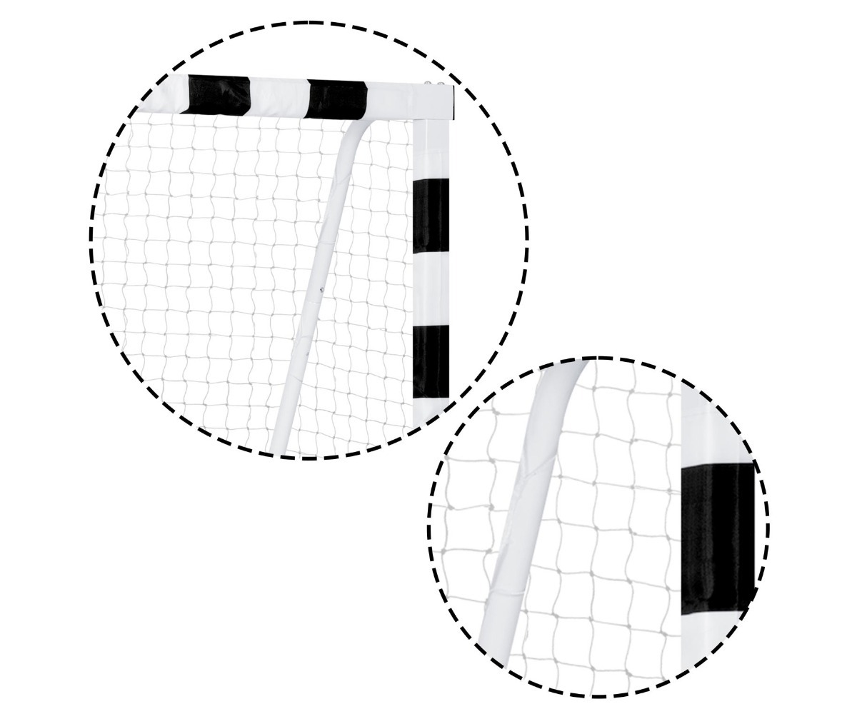 Jalgpallivärav 300x200x120cm NS-465 must-valge, detailid raami ja võrgu kohta