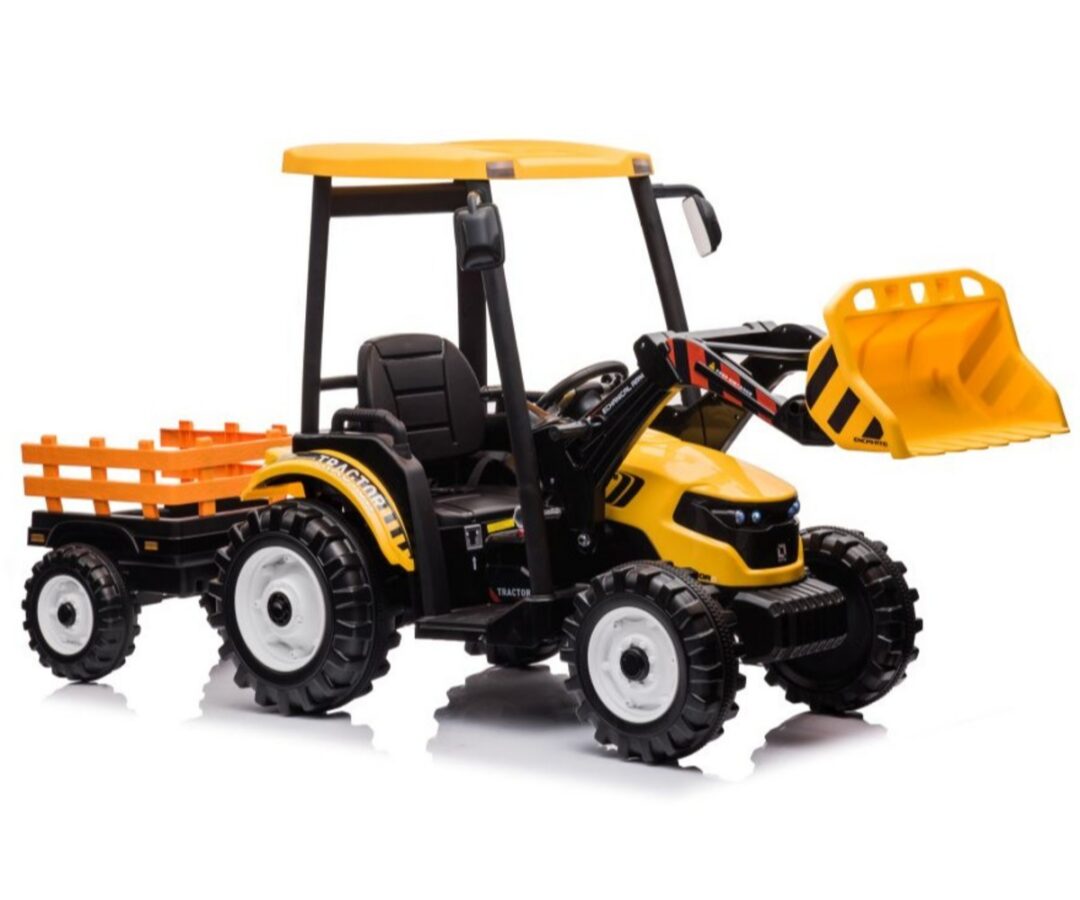 Kollane elektriline traktor Hercules koos haagisega, 2x45W