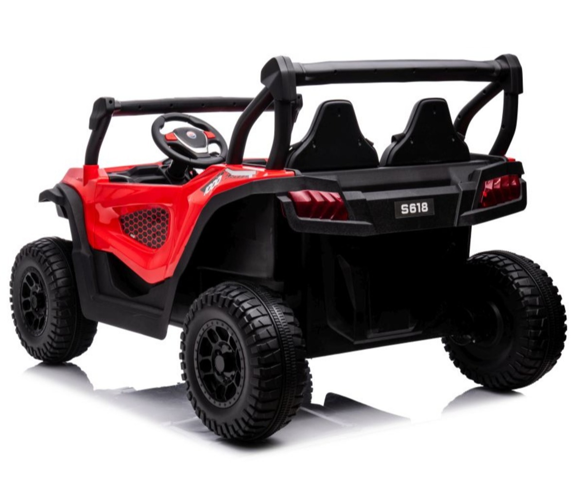 Laste elektriline sõiduk S618 4x45W – punane tagakülg ja istmed.