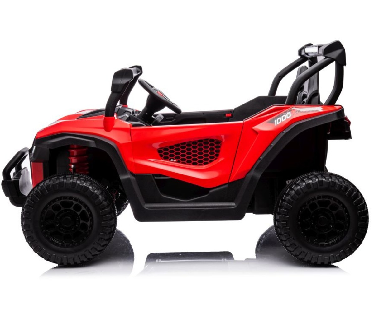 Laste elektriline sõiduk S618 4x45W – punane külgvaate detail.