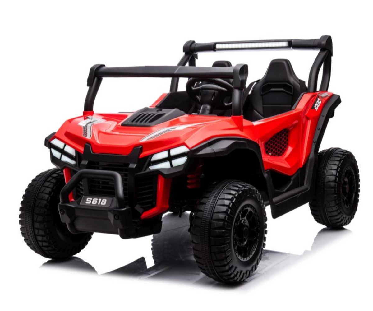 Laste elektriline sõiduk S618 4x45W – punane esifassaadi vaade.
