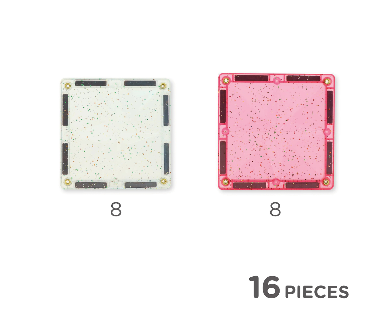 Cleverclixx magnetklotsid Glitter Tiles roosa – 16-osaline