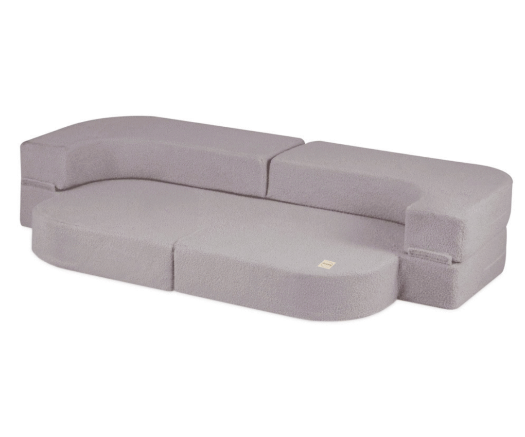 lastemööbel – hall Plush Nest diivan lambakangast