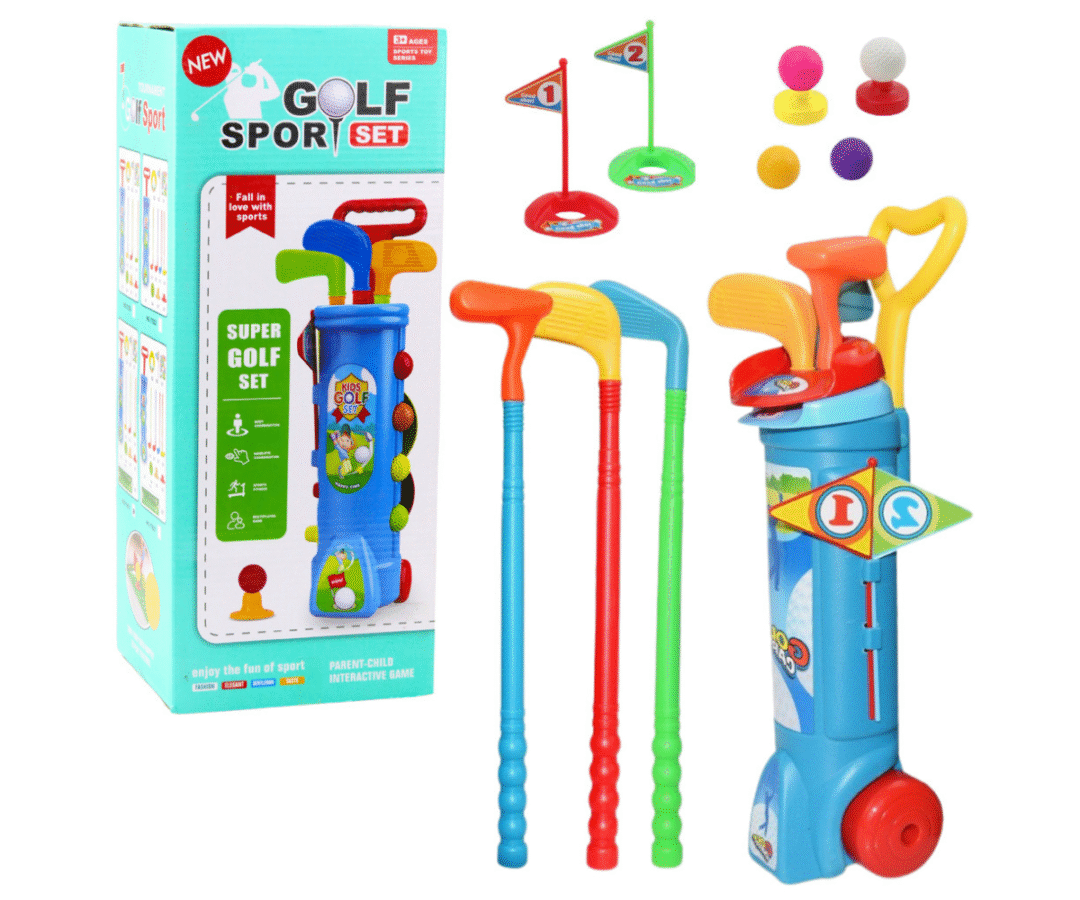 Laste golfikomplekt ratastega – 20-osaline mängukomplekt