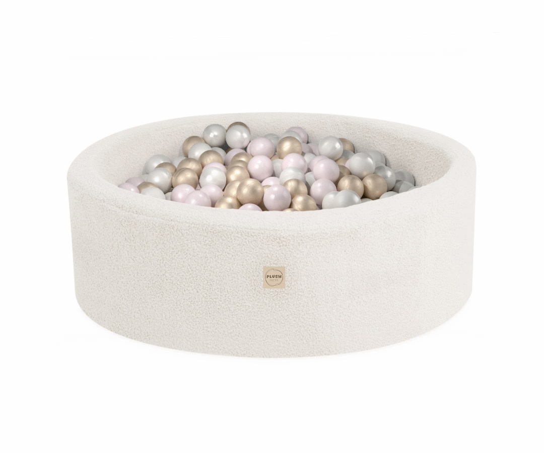 Pallimeri Plush Nest 90/30cm Lamb + 200 palli (kuldne, pärlmutter, hele roosa)