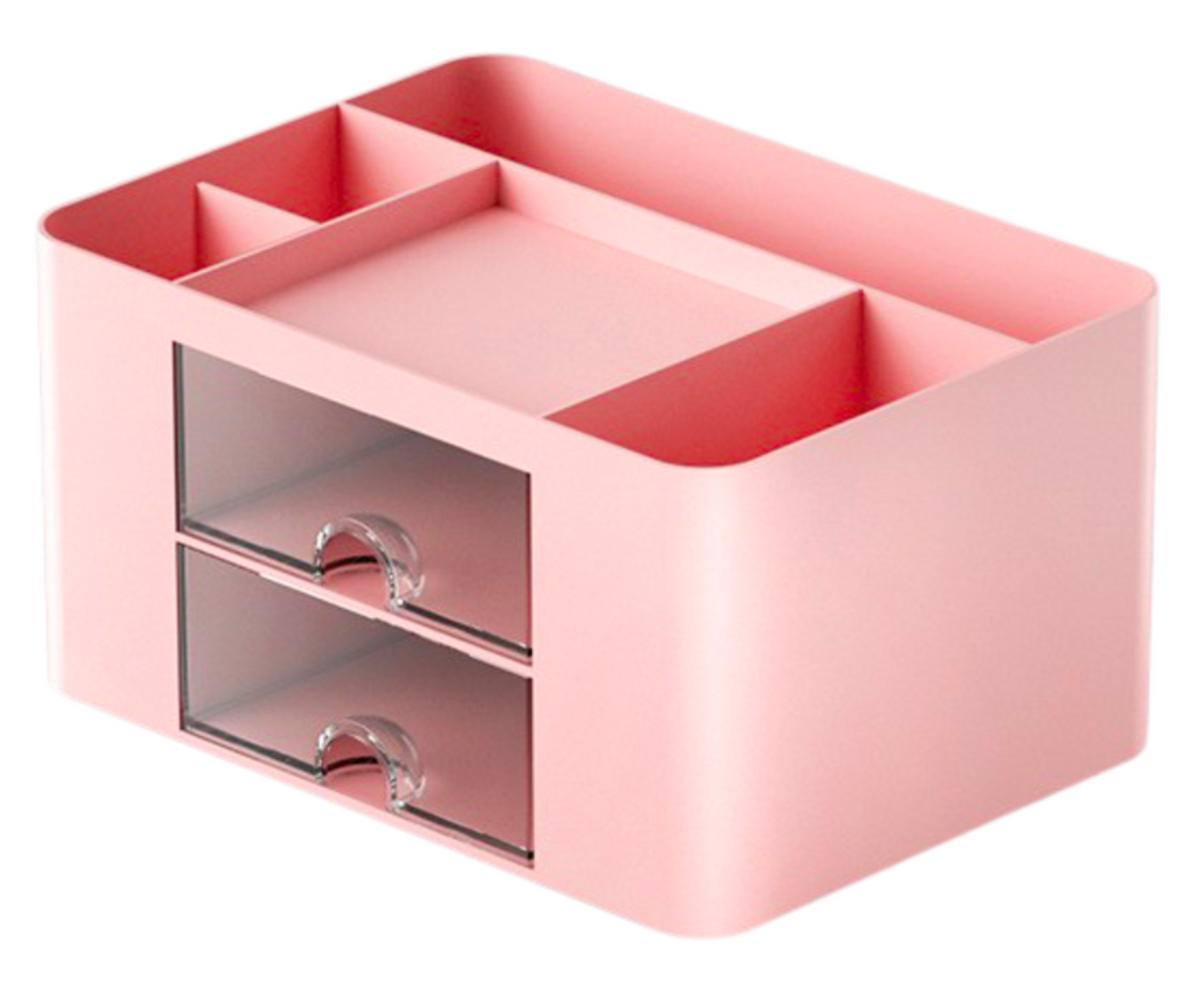 Roosa lauakorrastaja sahtlitega – stiil ja praktilisus ühes. Esteetiline ja funktsionaalne organisatsioon, mis sobib igasse tööruumi.