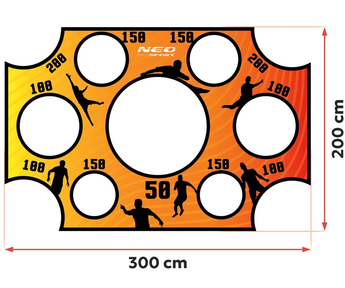 Neo-Sport täpsusmatt paigaldatud 300x200 cm jalgpalliväravale