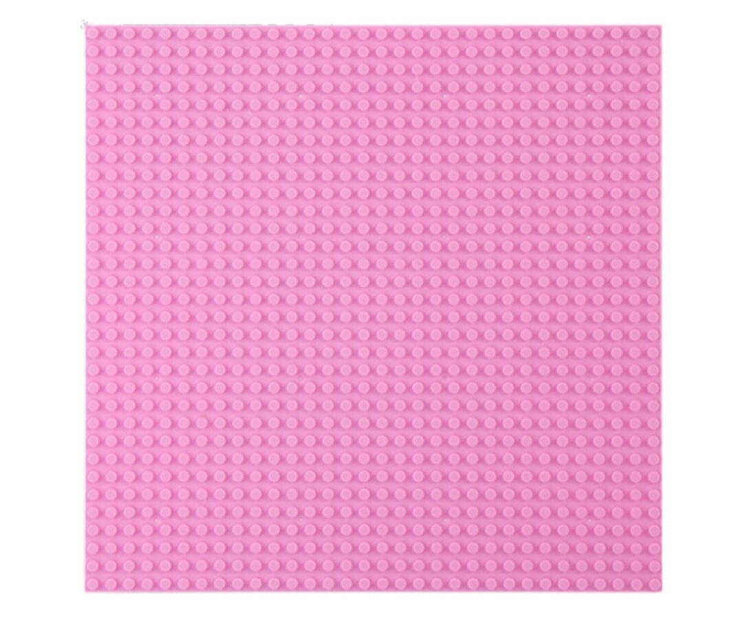 Ehitusklotside plaat 25,5×25,5cm – roosa, sobib loomiseks ja mängimiseks.
