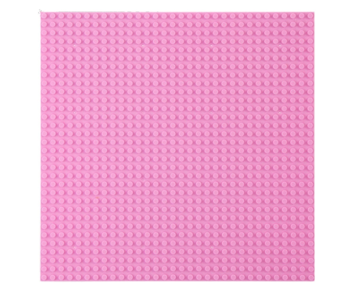 Ehitusklotside plaat 25,5×25,5cm – roosa, sobib loomiseks ja mängimiseks.