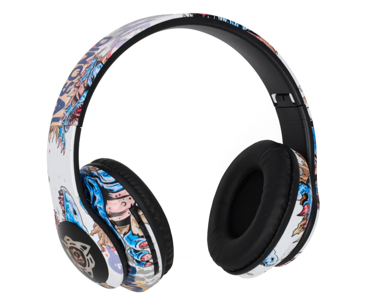 Juhtmevabad kõrvaklapid Bluetooth RGB Gaming Sport 150mAh - Küljelt RGB valgusega sinised kõrvaklapid kasutuses mängimise ajal