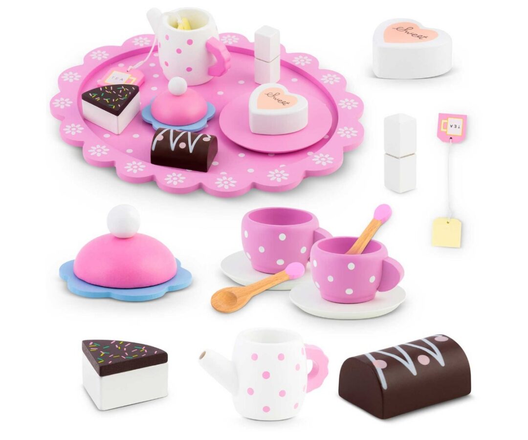 Puidust mänguteekomplekt rk-869 ricokids, roosa mängudetailide komplekt.