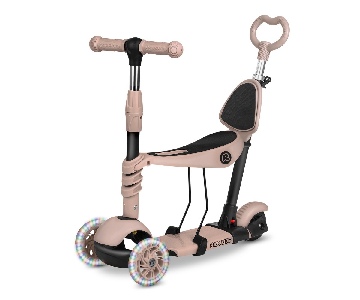 Tõukeratas Ricokids Todi 3in1 LED beež laste jaoks