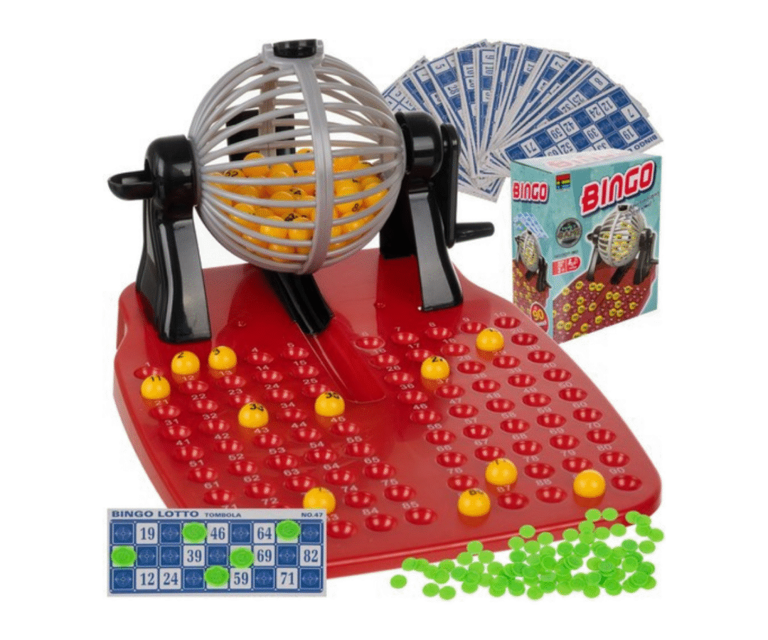 Bingo mängu täiskomplekt lotomasina ja kaartidega