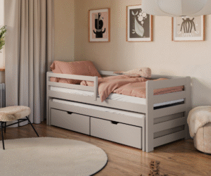 Kahekohaline lastevoodi sahtlitega Senso 90x200cm oliiviroheline