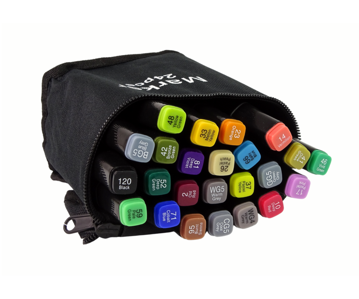 Kahepoolsed markerid Pro Touch + kott 24 tk