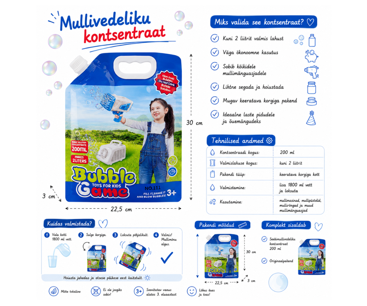 Seebimullivedeliku kontsentraat 200 ml kuni 2L lahust 🫧