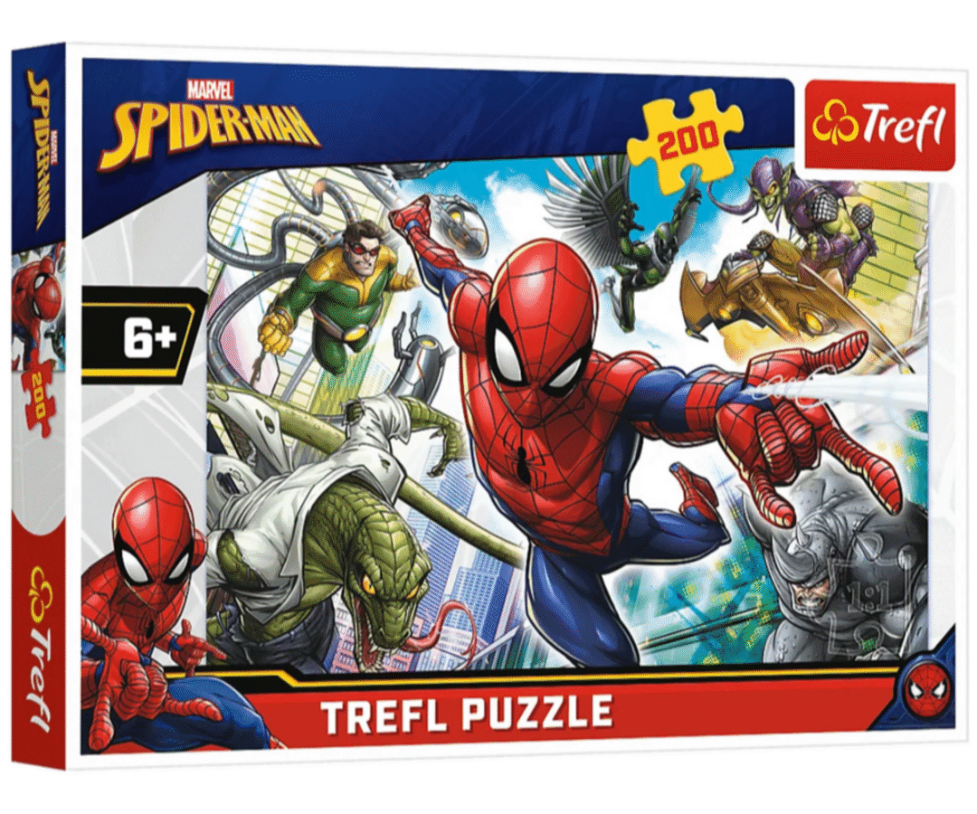 Pusle 200tk Marvel Spiderman, kus Spiderman ja tema vastased on tegevuses.