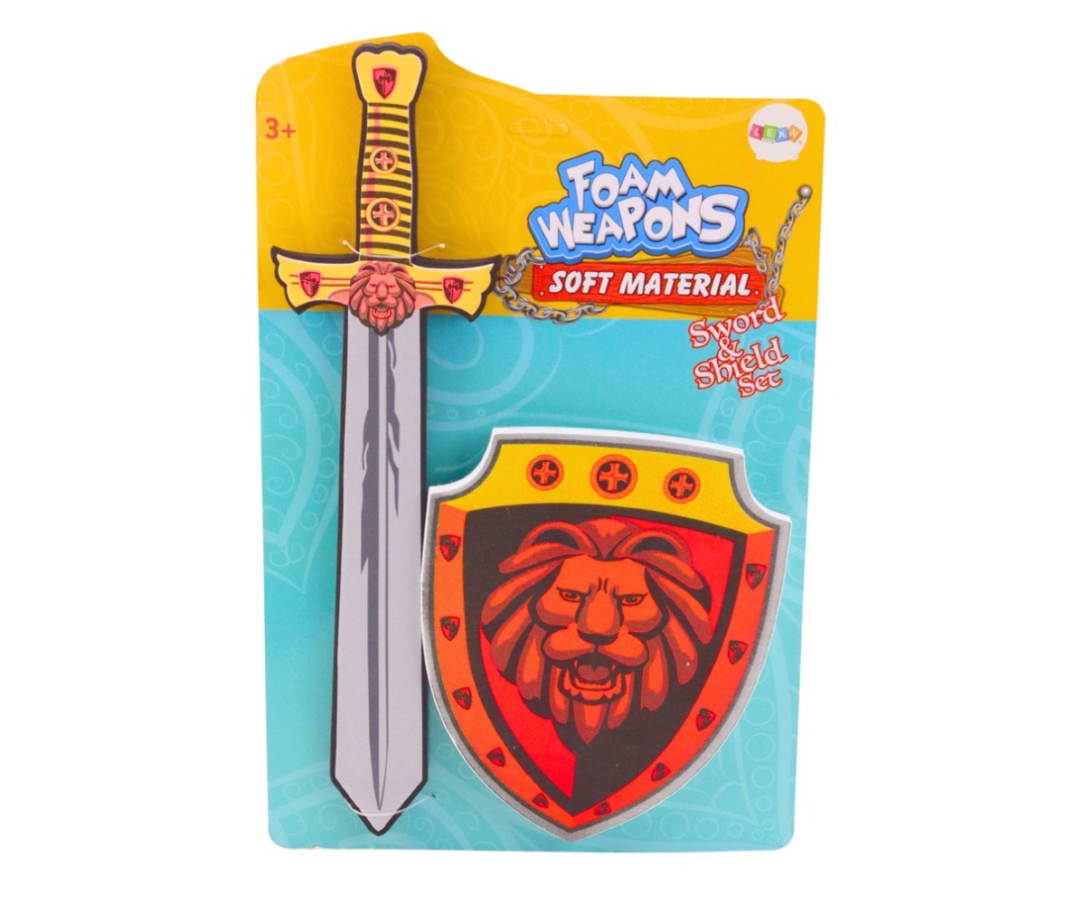 Rüütlikomplekt kilbi ja mõõgaga – lõviembleemiga, pakendatud lastele mängimiseks