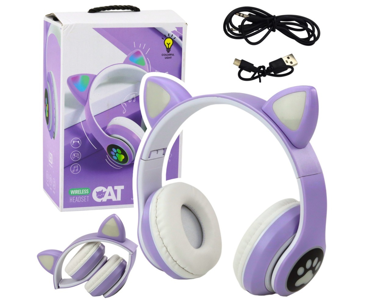 Lilla juhtmevabad bluetooth kassikõrvadega kõrvaklapid, ideaalne laste ja noorte jaoks.
