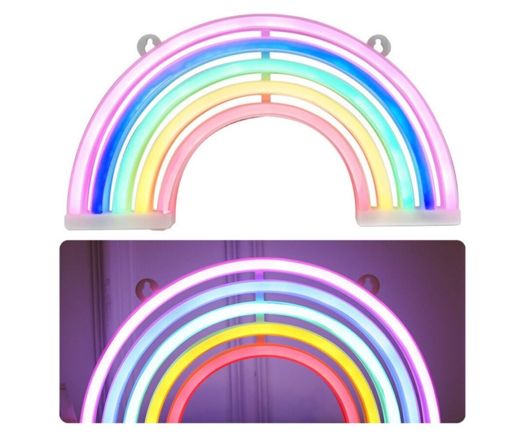 Neoon vikerkaare dekoratiivlamp USB + patareitoitel, kaunis ja värvikas disain