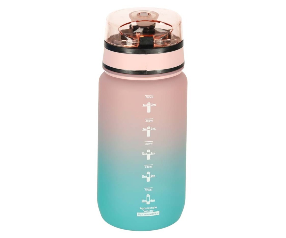 Veepudel mõõduga 600ml – roosa-sinine, detailne mõõtkava pudelil
