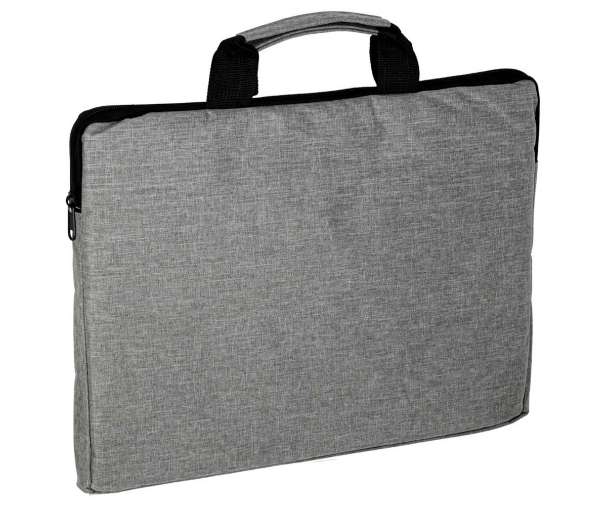 Sülearvutikott taskuga hall küljelt, mugav käepide ja kaitsev materjal sülearvuti hoidmiseks.