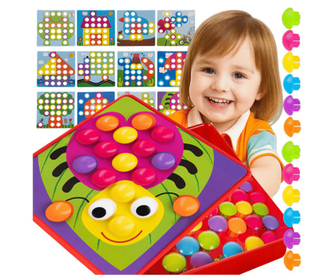 värviline nuppudega pusle lastele montessori mosaiik