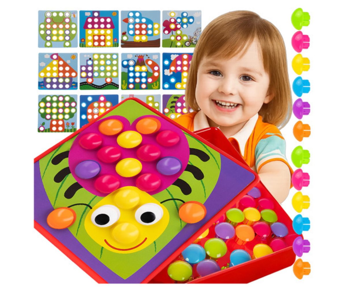 värviline nuppudega pusle lastele montessori mosaiik