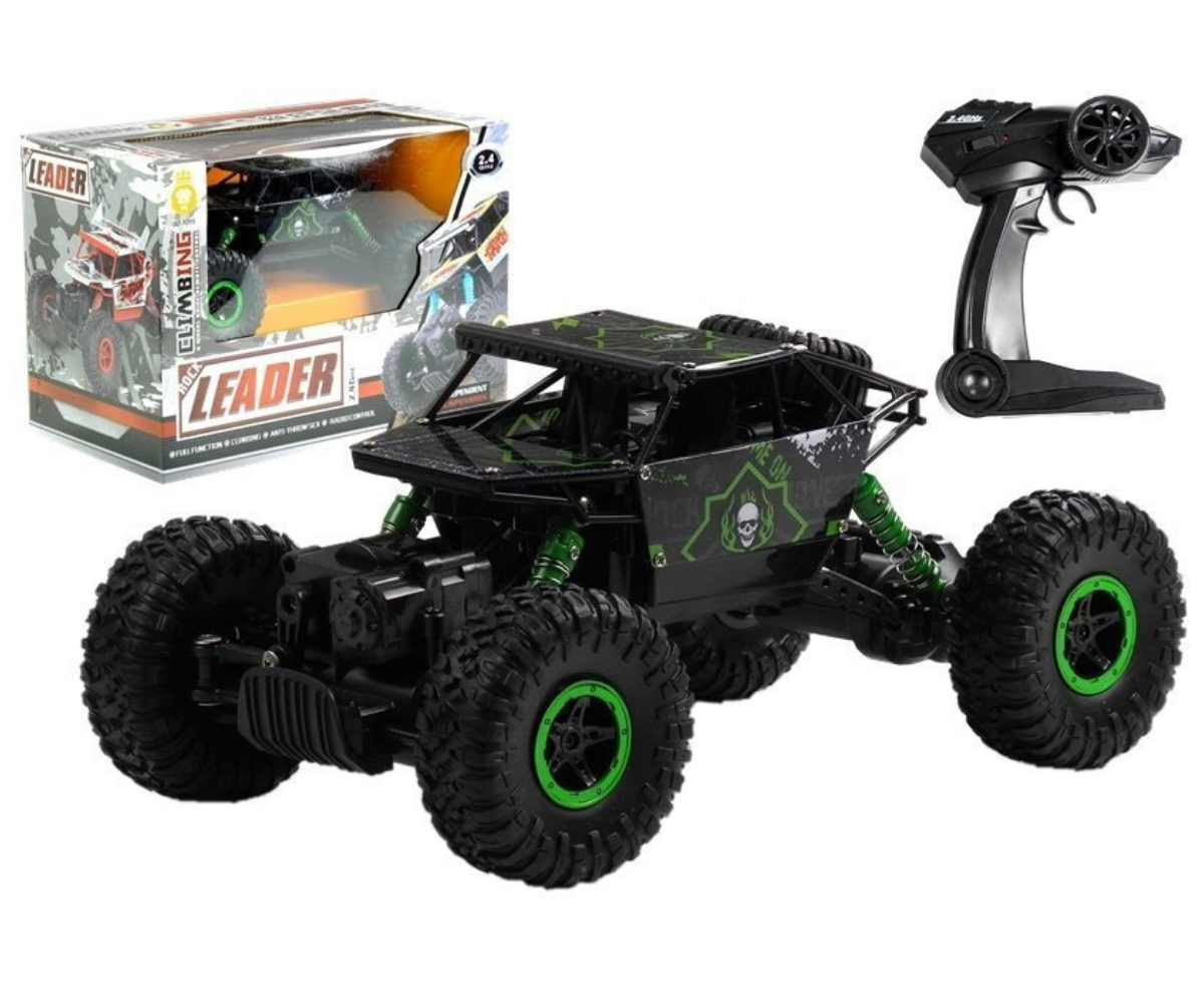 Kaugjuhitav maastikuauto Monster 22cm roheline suure ratastega