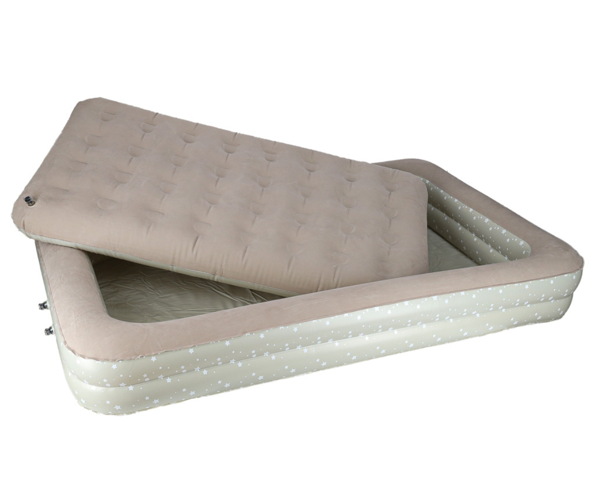 Laste täispuhutav madrats kaheastmeline 140×90×20cm laste täispuhutav madrats turvalise kõrge raamiga